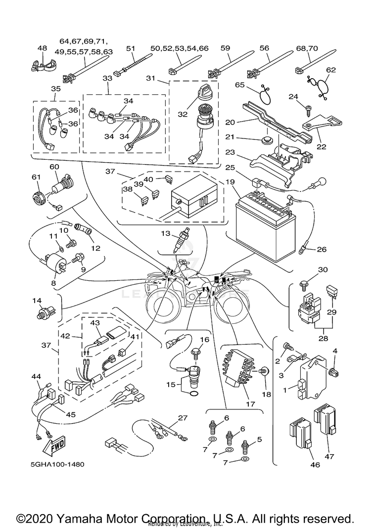 Electrical 1 KODIAK 4WD HUNTER - YFM400FAHN - 2001 Schematic