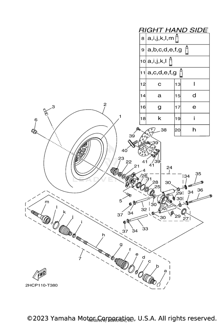 Rear Wheel 2 YXZ100R EPS SS - YXZ10YEXJD - 2018 Schematic