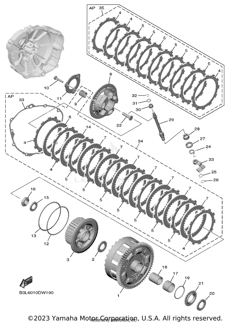 Clutch YZFR1 - YZFR1M1CB - 2021 Schematic