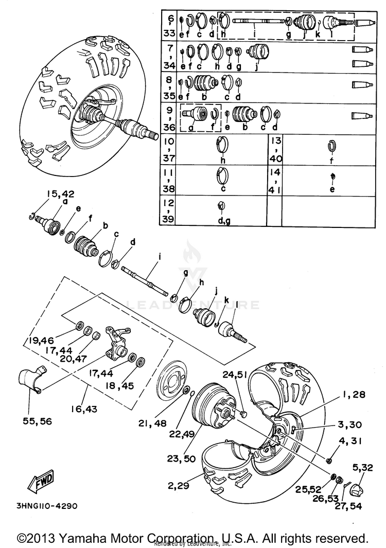 Front Wheel KODIAK 4WD - YFM400FWG - 1995 Schematic