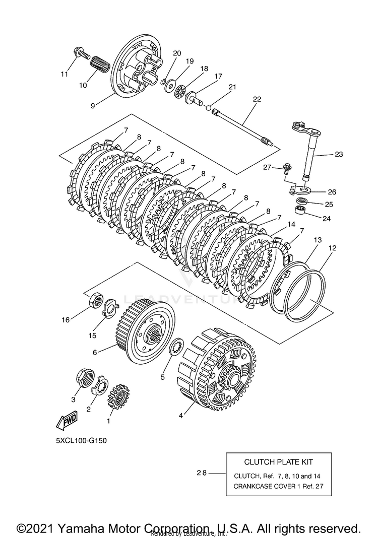 Clutch YZ250F - YZ250FXL - 2008 Schematic