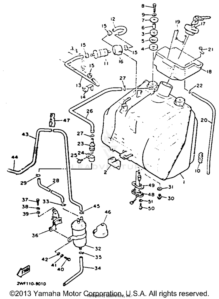 Fuel Tank California Model Only Schematic