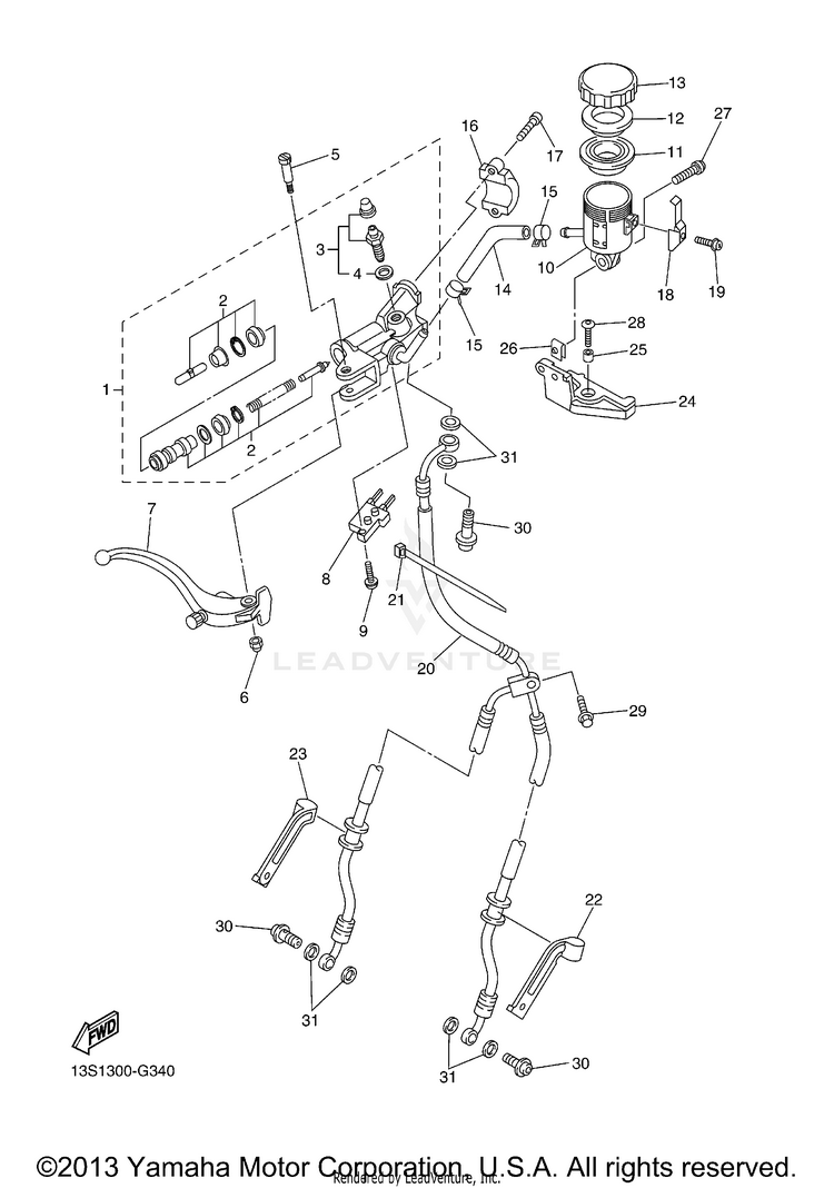 Front Master Cylinder YZFR6 - YZFR6ACR - 2011 Schematic
