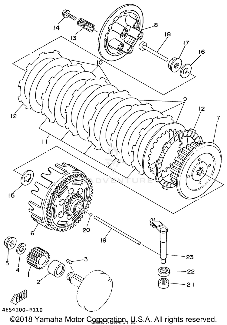 Clutch YZ80 - YZ80L1 - 1999 Schematic