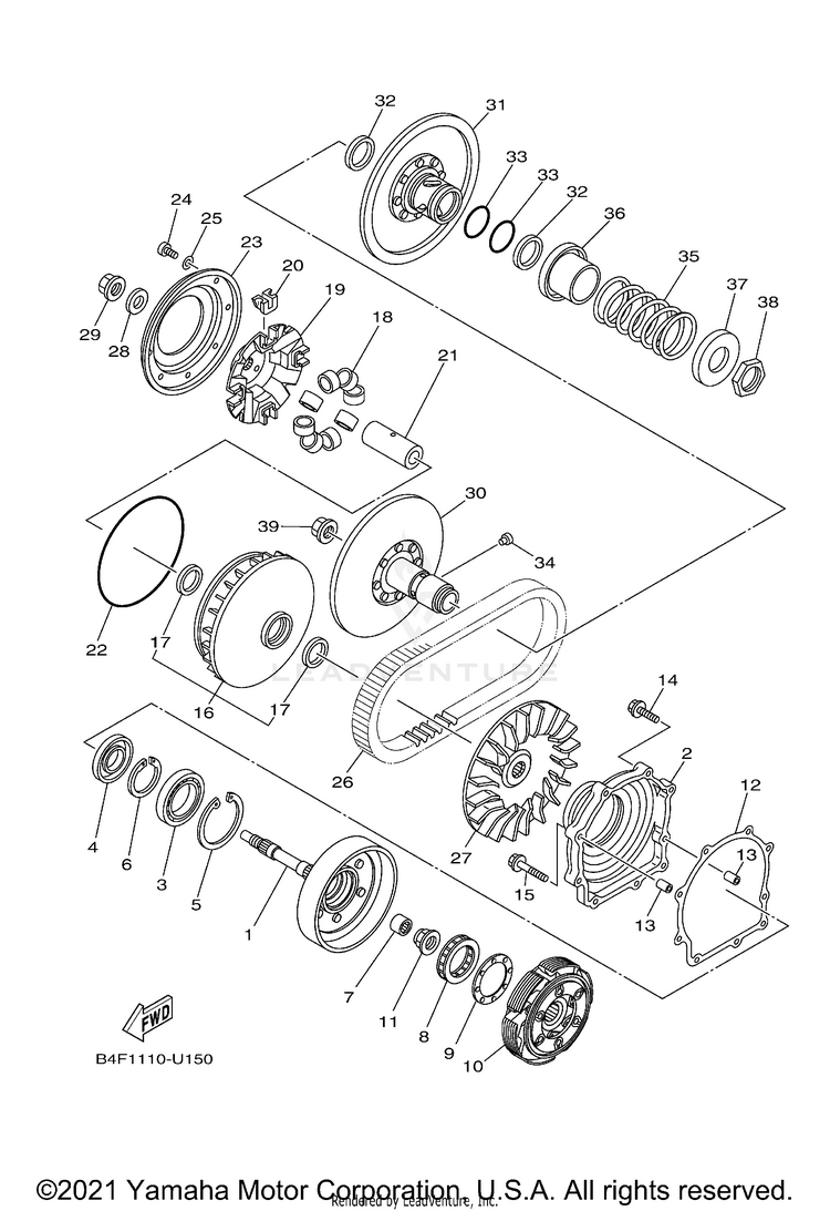 Clutch KODIAK 700 EPS - YFM70KPANG - 2022 Schematic