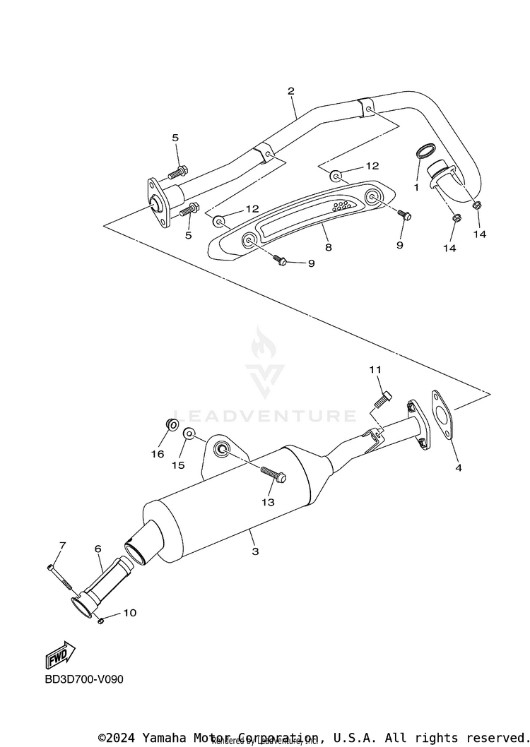 Exhaust RAPTOR 90 - YFM09RYXML - 2021 Schematic