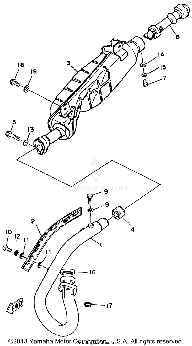 Exhaust BIG BEAR 4WD - YFM350FWD - 1992 Schematic