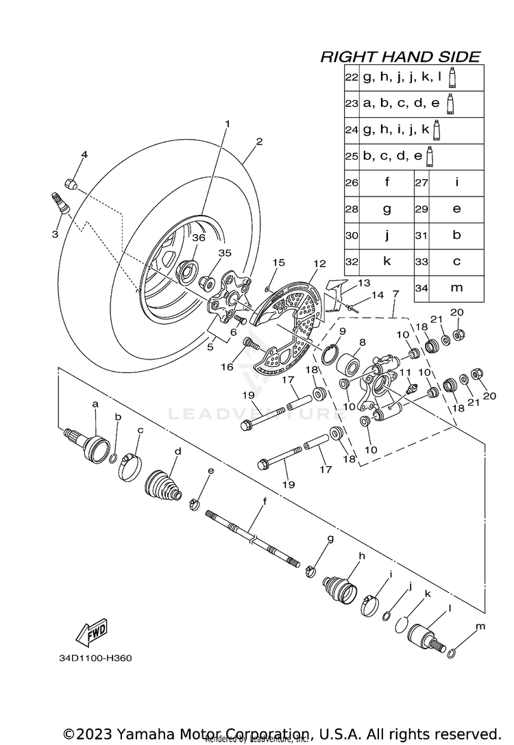 Rear Wheel 2 GRIZZLY 700 FI EPS 4WD - YFM7FGPZGR - 2010 Schematic