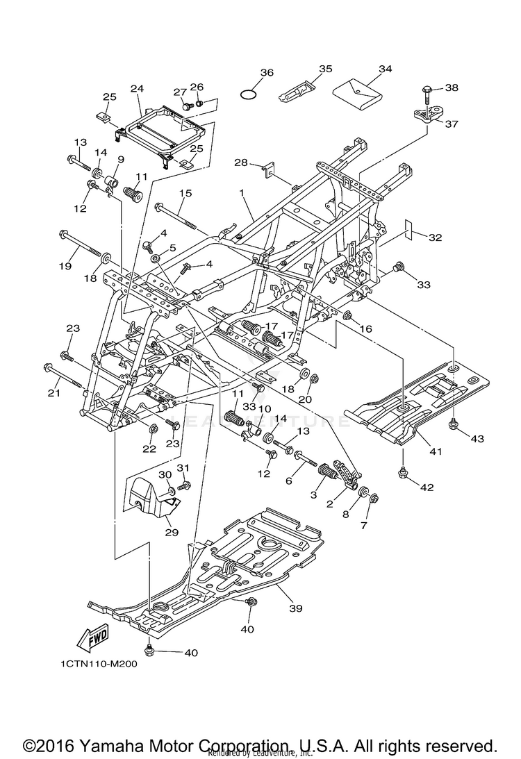 Frame GRIZZLY 450 4WD - YFM45FGDGR - 2013 Schematic