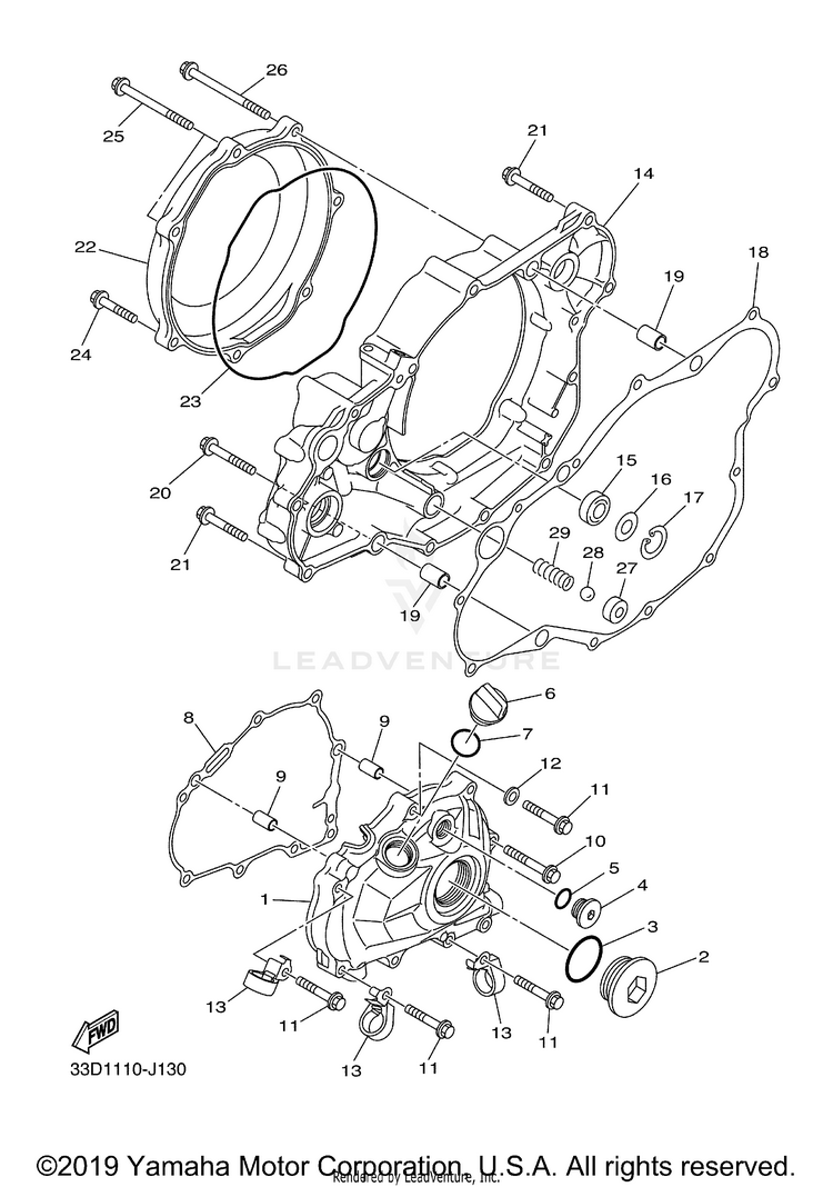 Crankcase Cover 1 YZ450FB - YZ450FBL - 2012 Schematic