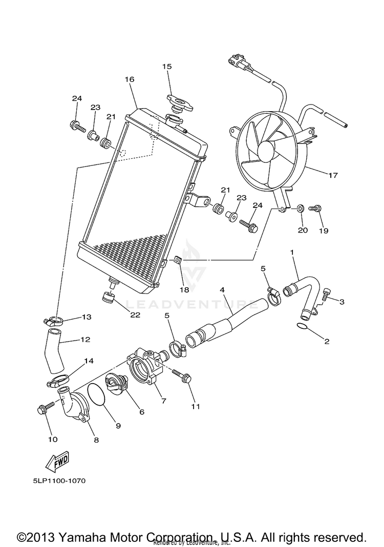 Radiator Hose RAPTOR  660R - YFM660RR - 2003 Schematic