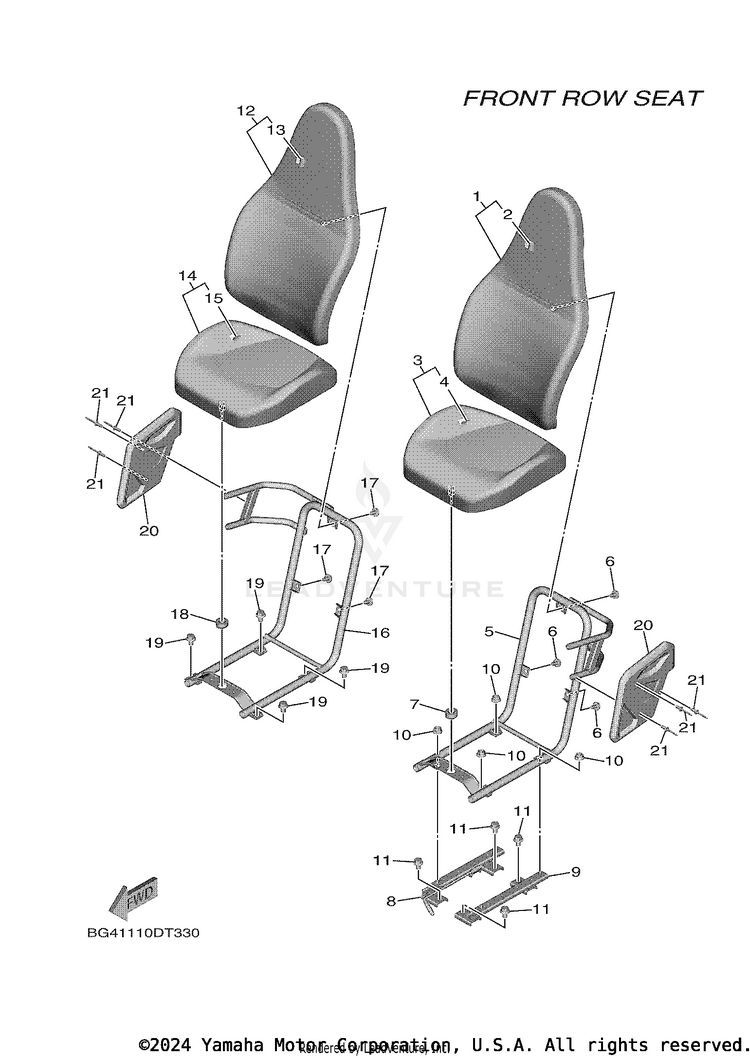 Seat WOLVERINE X2 R-SPEC - YXE85WPALW - 2020 Schematic