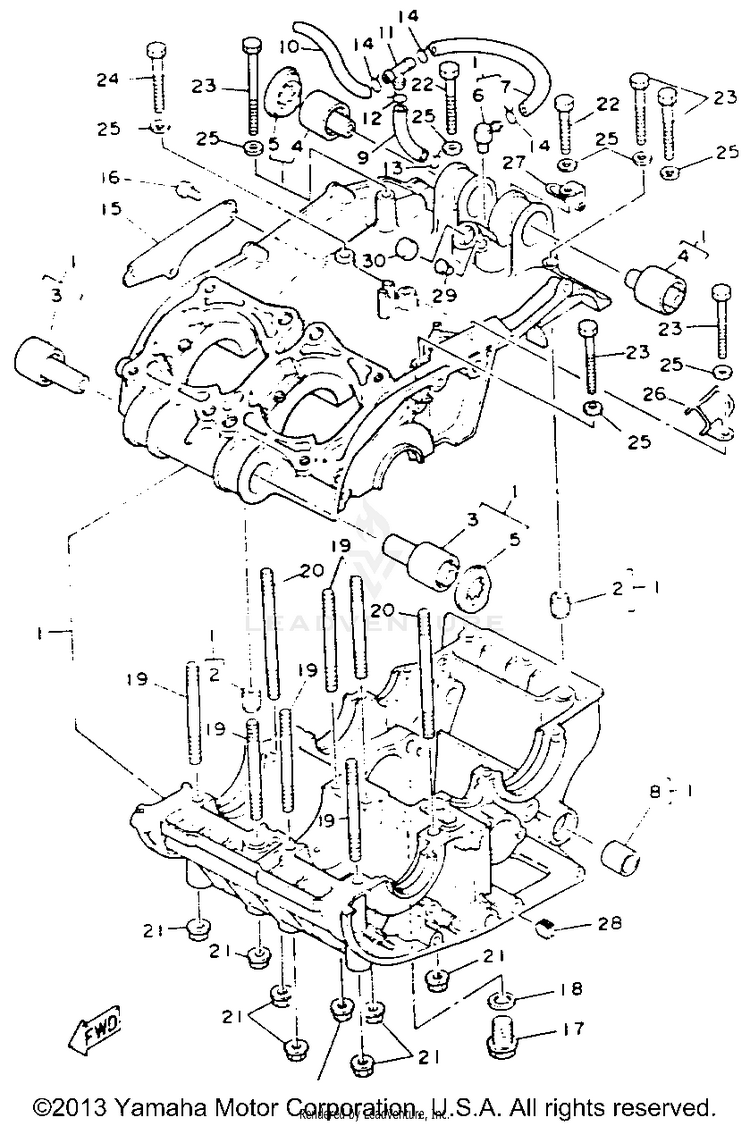 Crankcase BANSHEE - YFZ350E - 1993 Schematic
