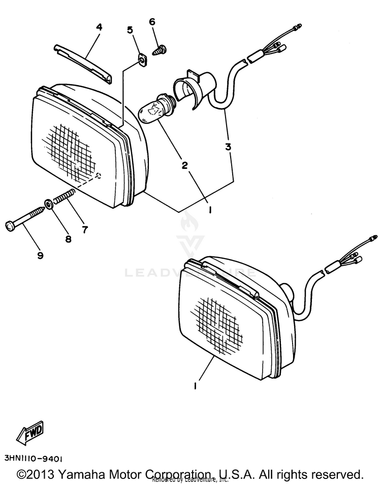 Headlight BIG BEAR 4WD (ME & NH Only) - YFM350FWF_MNH - 1994 Schematic