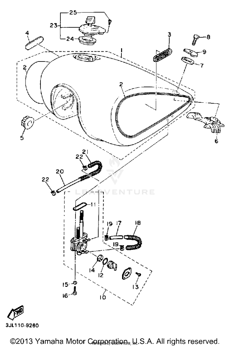 Fuel Tank  Non California Model Schematic