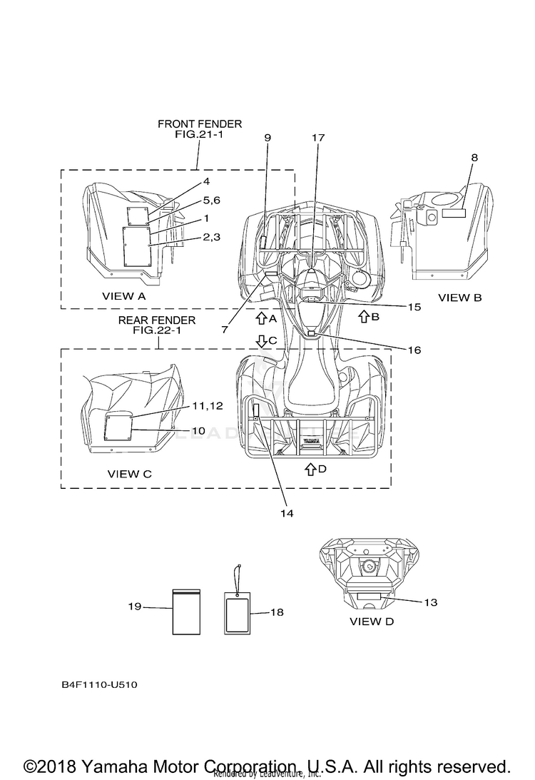 Emblem Label 1 GRIZZLY EPS 4WD SPEC - YFM70GPLKL - 2019 Schematic