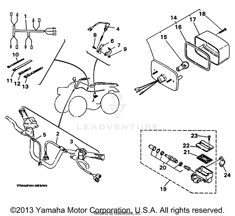 Maine & New Hampshire Taillight Kit KODIAK 4WD - YFM400FWH_ - 1996 Schematic
