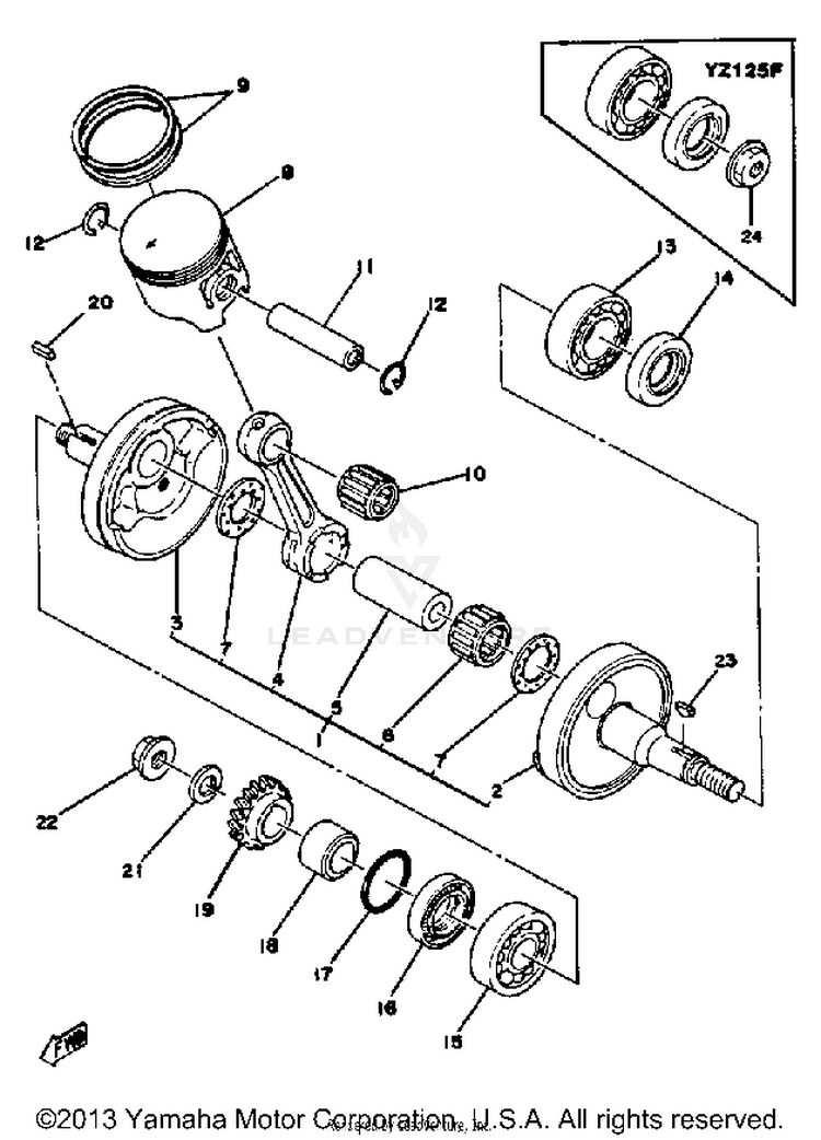 Crankshaft - Piston Yz125e - F Schematic