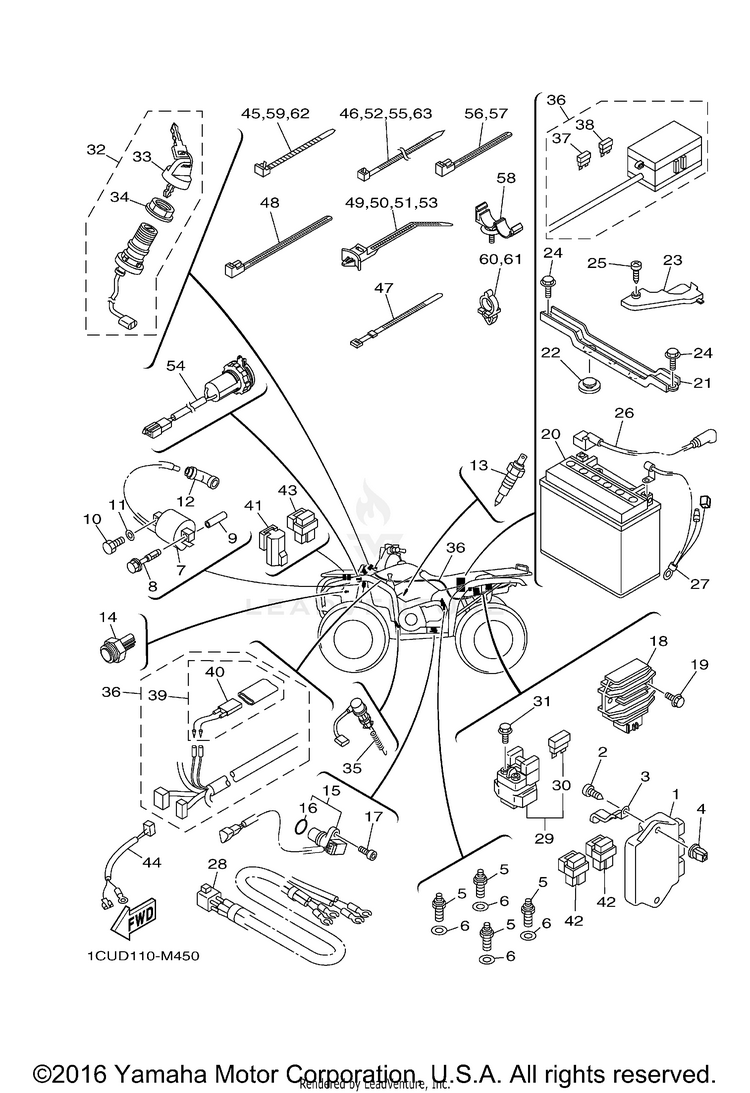 Electrical 1 GRIZZLY 450 4WD - YFM45FGDGR - 2013 Schematic