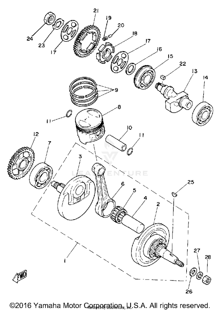 Crankshaft Piston XT250 - XT250H_198 - 1981 Schematic