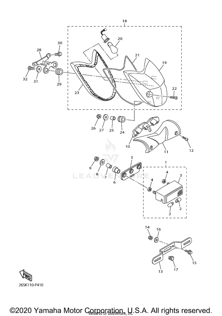 Taillight V STAR 950 TOURER - XVS95CTGCB - 2016 Schematic