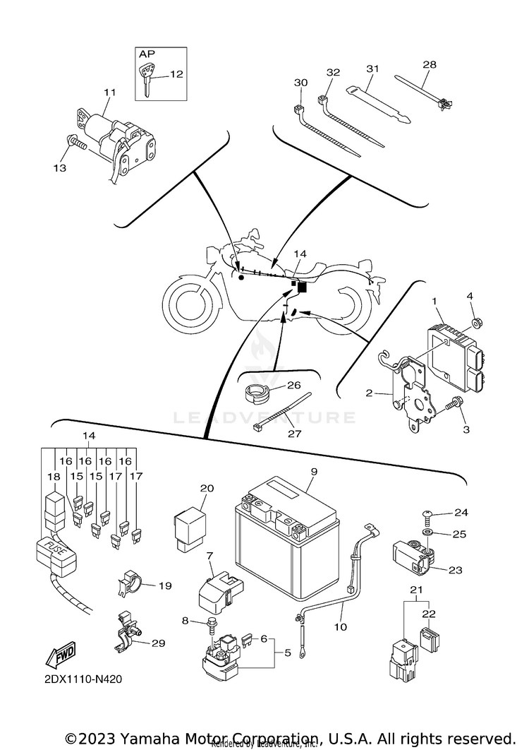 Electrical 2 BOLT R SPEC CA - XVS95CECGR - 2014 Schematic