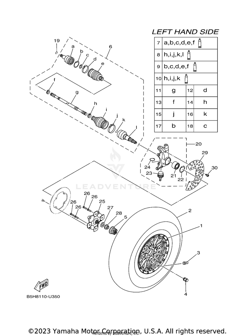 Front Wheel YXZ1000R EPS - YXZ10YMXLR - 2020 Schematic