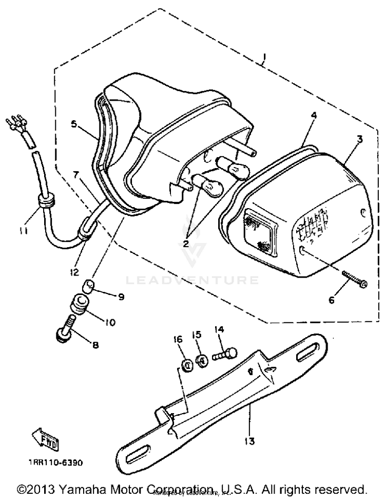 Taillight VIRAGO 700 - XV700SSC - 1986 Schematic