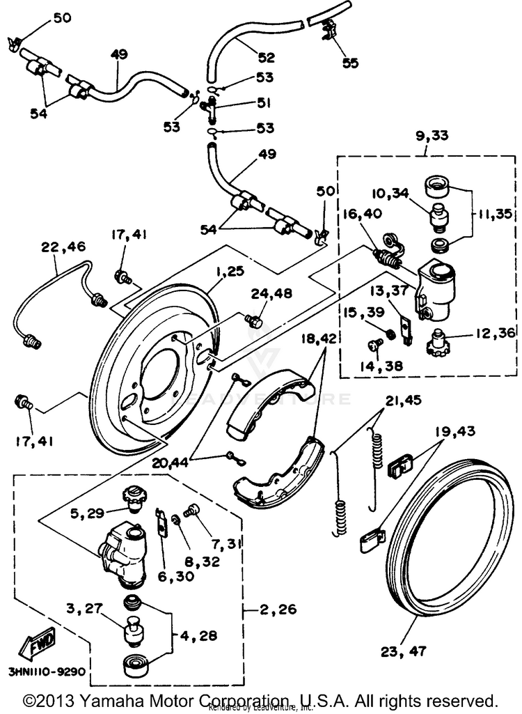 Front Brake BIG BEAR (ME & NH Only) - YFM350FWD_MNH - 1992 Schematic