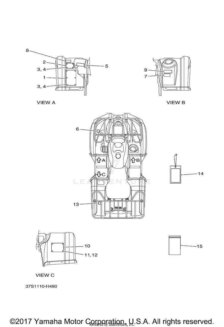 Emblem Label 1 GRIZZLY 450 4WD HUNTER - YFM45FGHY - 2009 Schematic