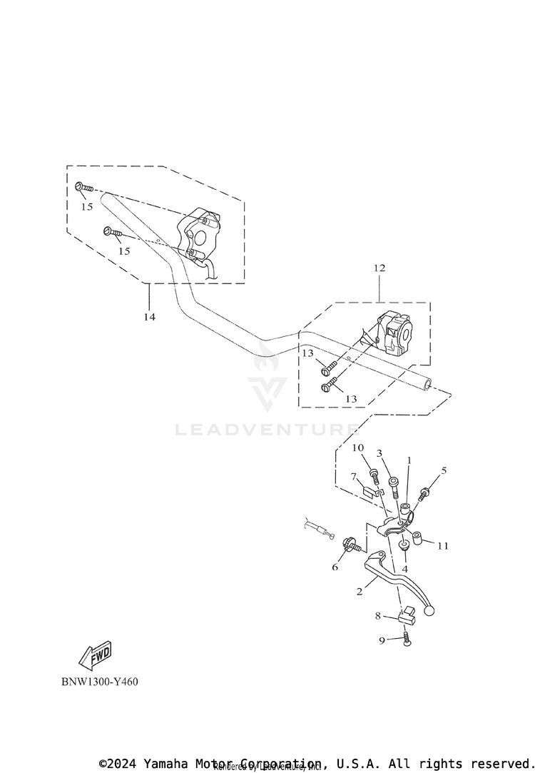 Handle Switch & Lever TENERE 700 - XTZ7RB - 2024 Schematic