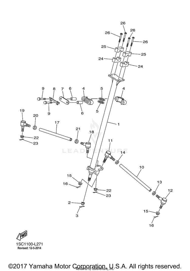 Steering GRIZZLY 300 - YFM30GBGR - 2012 Schematic