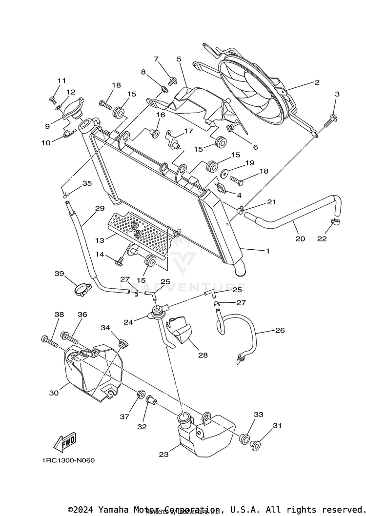 Radiator Hose FZ09 CA - FZ09FCGY - 2015 Schematic