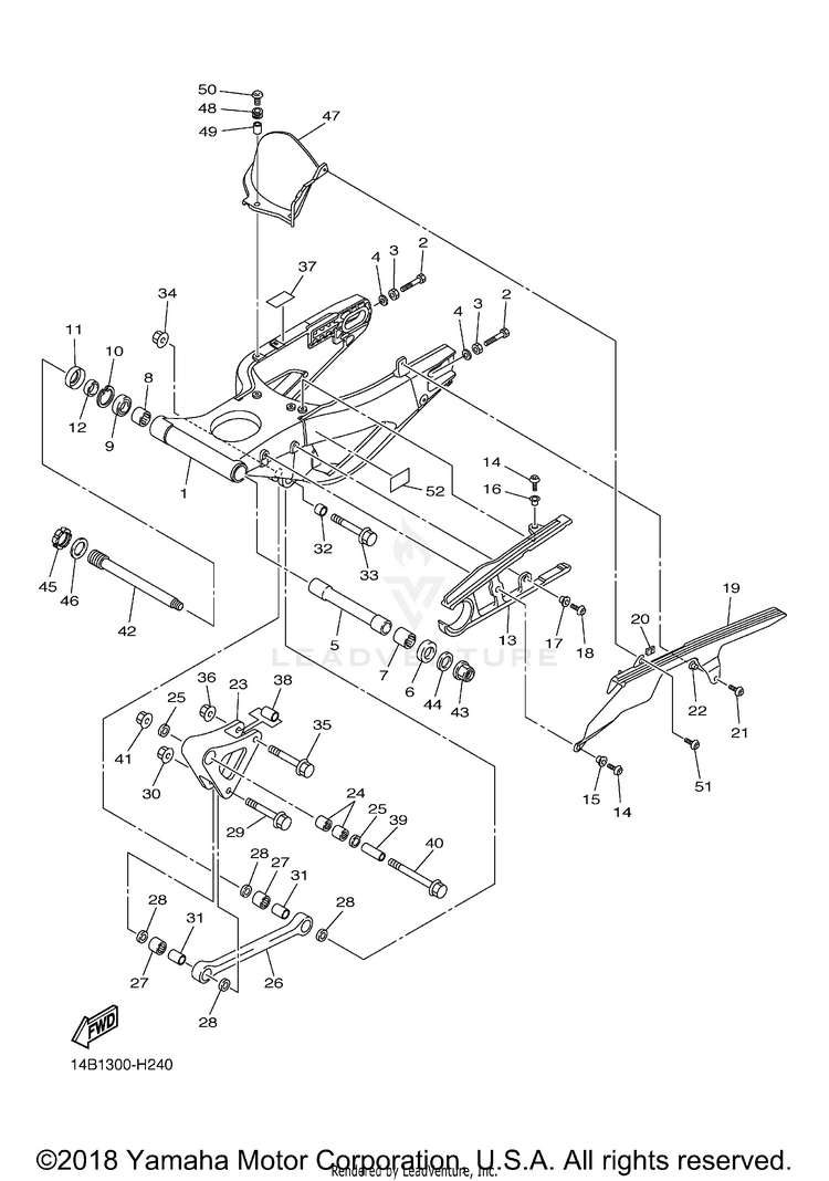 Rear Arm YZFR1 - YZFR1ZCB - 2010 Schematic
