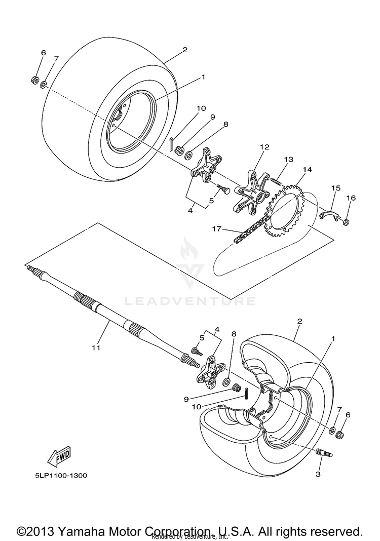 Rear Wheel RAPTOR  660R - YFM660RR - 2003 Schematic