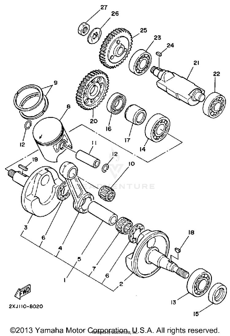 Crankshaft Piston BLASTER - YFS200B - 1991 Schematic
