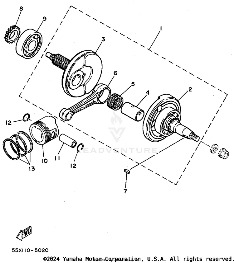 Crankshaft - Piston Schematic