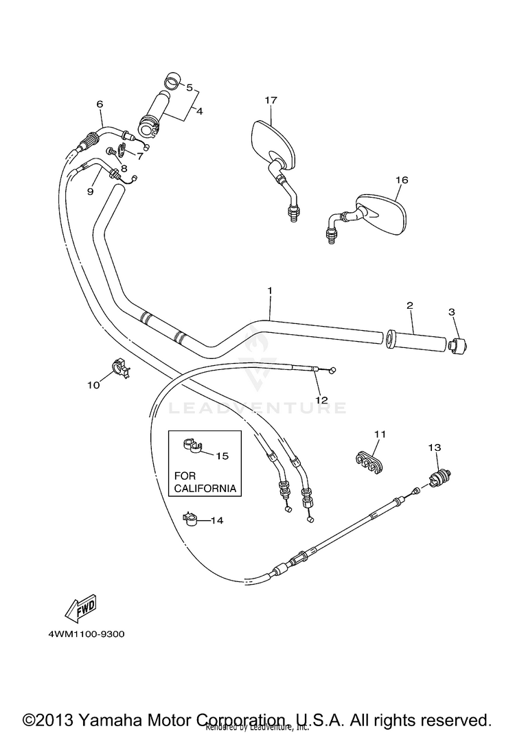 Steering Handle Cable ROAD STAR - XV1600ALMC - 2000 Schematic