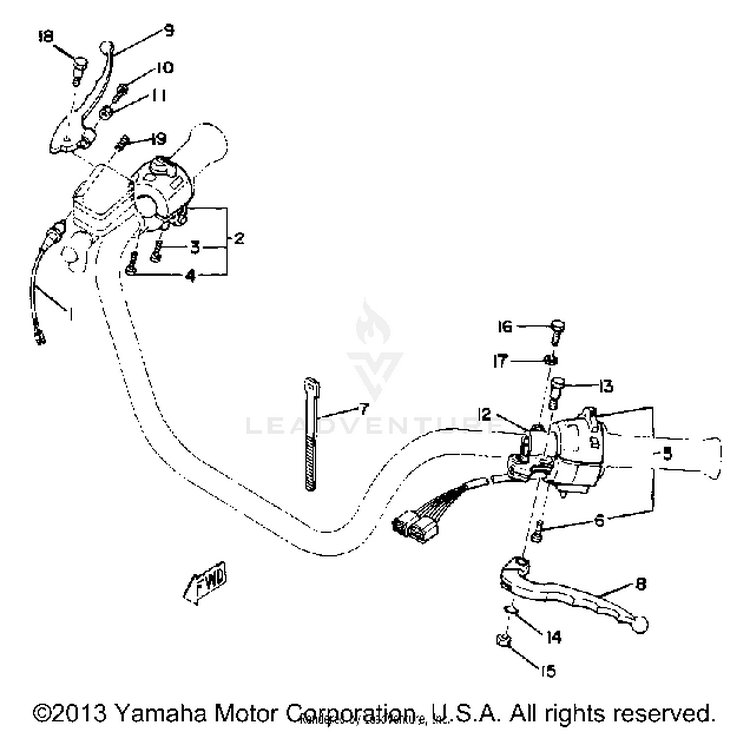 Handle Switch Lever XS1100SG - 1980 Schematic