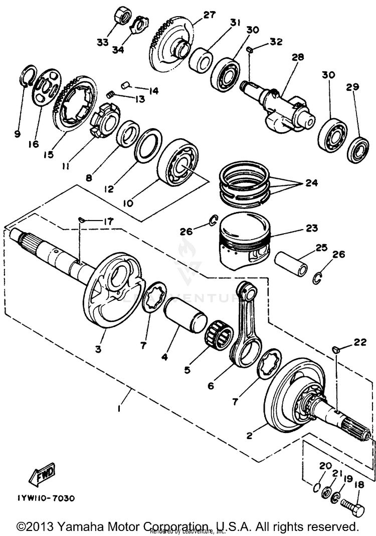 Crankshaft - Piston BIG BEAR (ME & NH Only) - YFM350FWD_MNH - 1992 Schematic