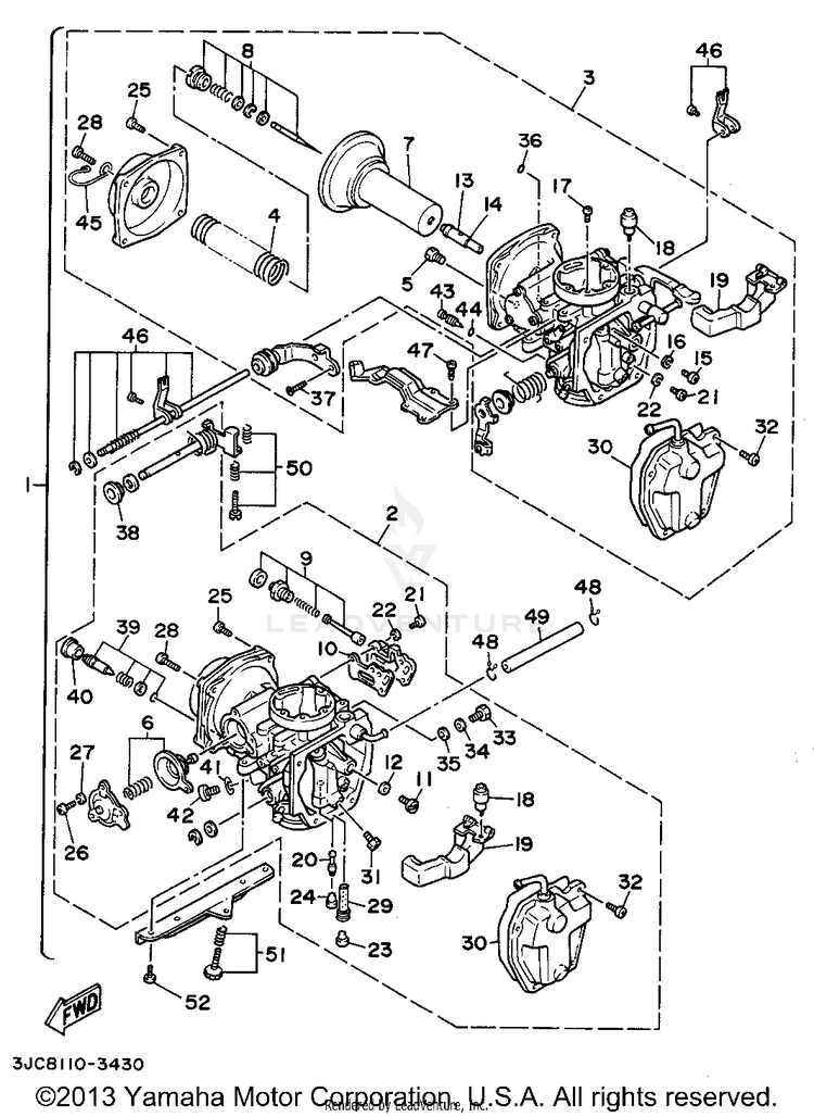 Carburetor VIRAGO 535 - XV535GC - 1995 Schematic