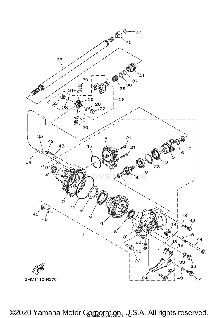 Front Differential YXZ1000R SS SE CAL - YXZ10YCCMW - 2021 Schematic