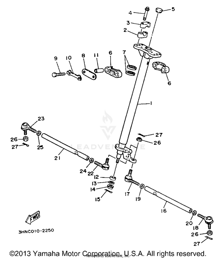 Steering BIG BEAR 4WD (ME & NH Only) - YFM350FWE_MNH - 1993 Schematic