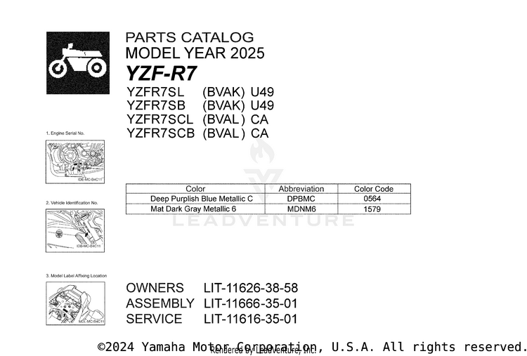 1 Title Page YZFR7 - YZFR7SCB - 2025 Schematic