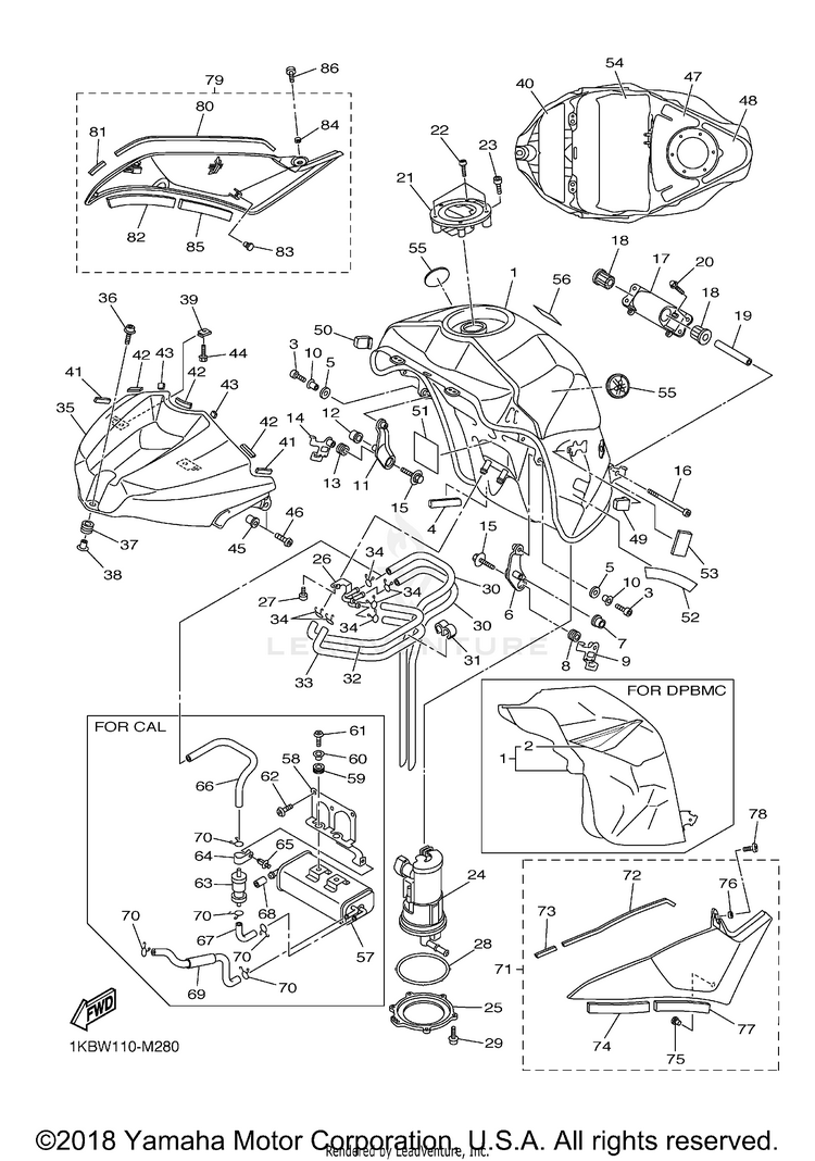 Fuel Tank YZFR1 - YZFR1DCG - 2013 Schematic