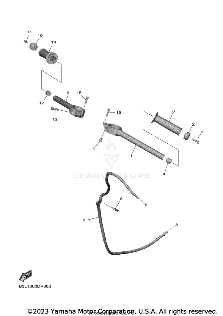 Steering Handle Cable YZFR1 - YZFR1LCB - 2020 Schematic