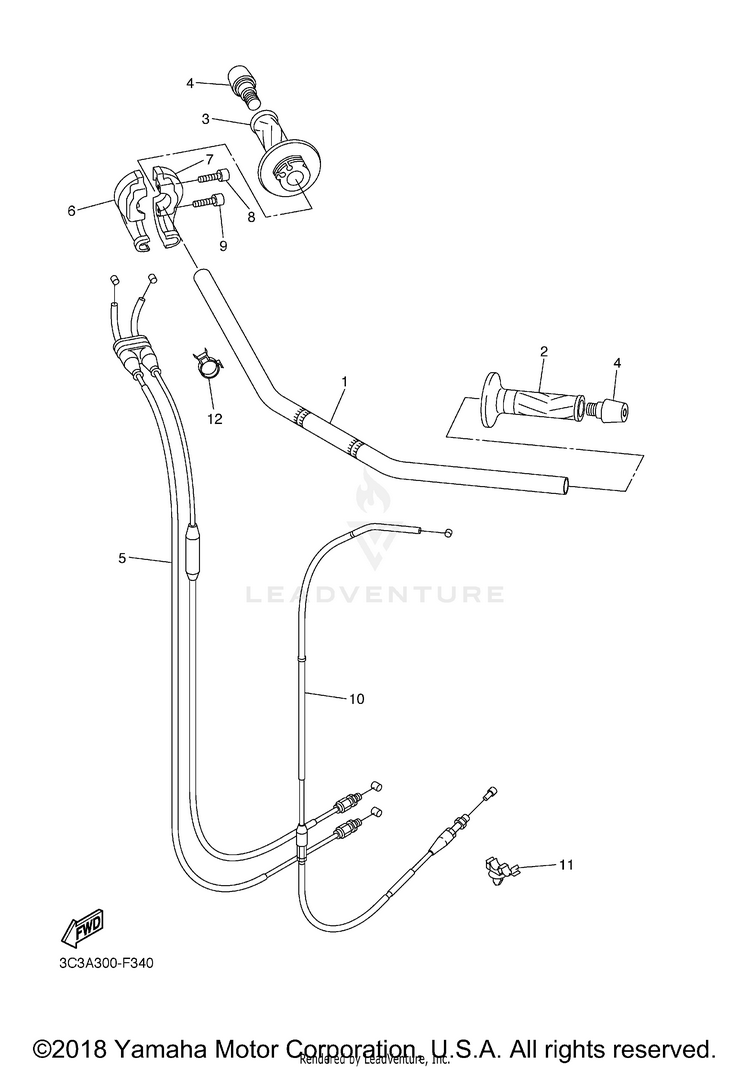 Steering Handle Cable FZ1 - FZS10XCGY - 2008 Schematic