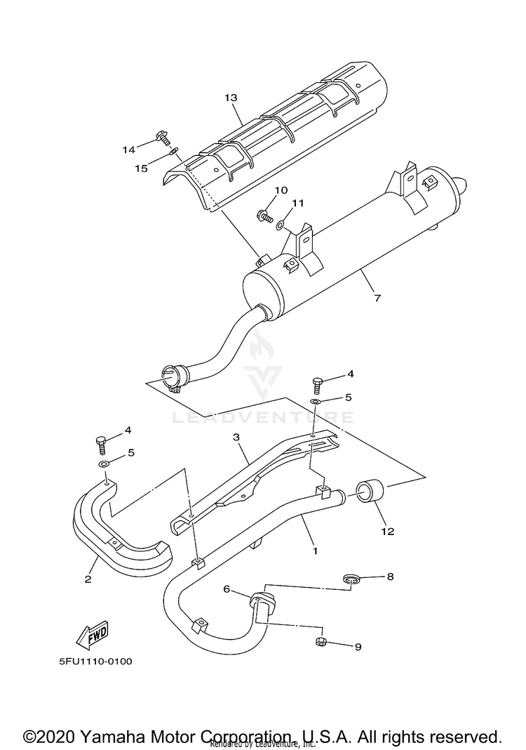 Exhaust BIG BEAR 2WD YFM400H - YFM400HN - 2001 Schematic