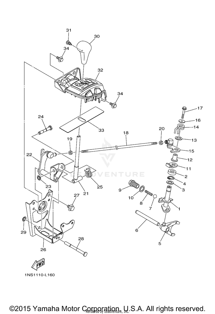 Shift Shaft GRIZZLY 350 4WD - YFM35FGDGR - 2013 Schematic