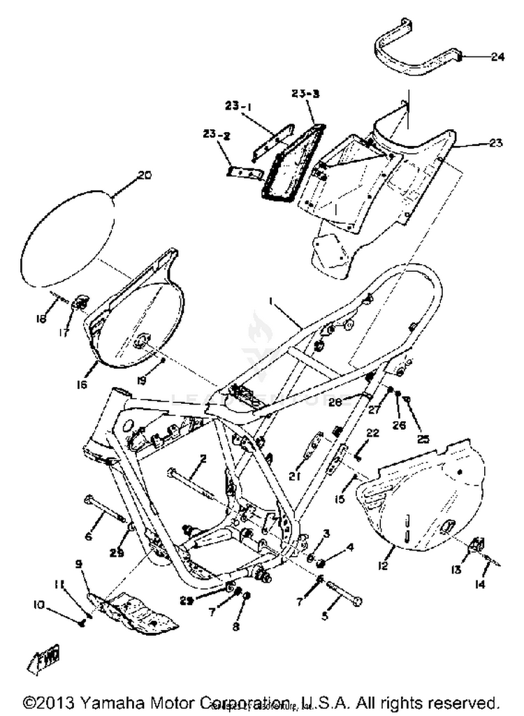 Frame - Side Cover Yz125a - B Schematic